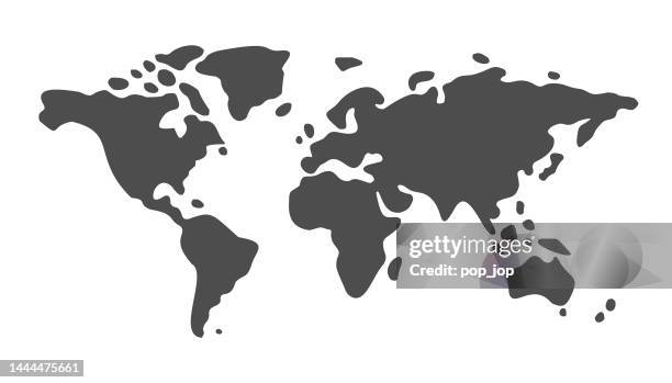 stockillustraties, clipart, cartoons en iconen met world map - very simple contour - vector illustration - wereldkaart