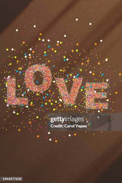 love word made of sprinkles - jimmy v classic stock pictures, royalty-free photos & images