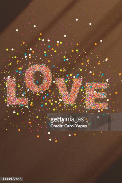 love word made of sprinkles - confetti background bildbanksfoton och bilder