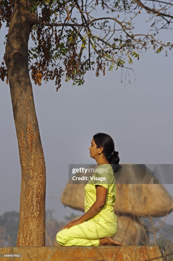 A woman doing yoga
