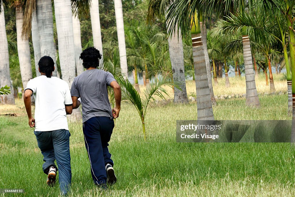 Two men jogging