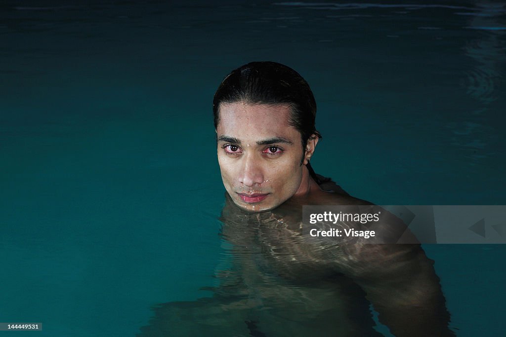 Close up of a man in swimming pool