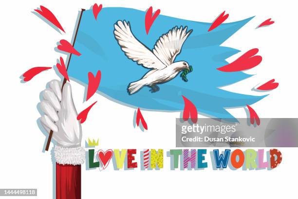bildbanksillustrationer, clip art samt tecknat material och ikoner med santa supports peace - peace dove
