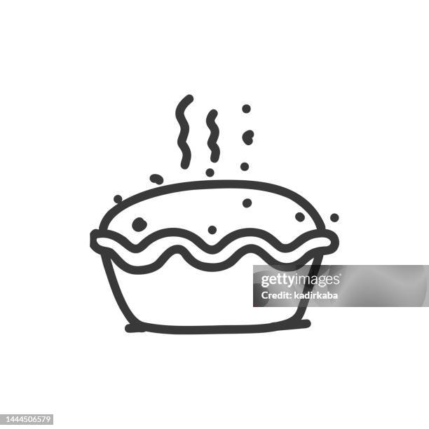 apple pie line icon, sketch and doodle design, pixel perfect, editable stroke. bakery, flour, patisserie, cafe, coffee. - tiramisu stock illustrations