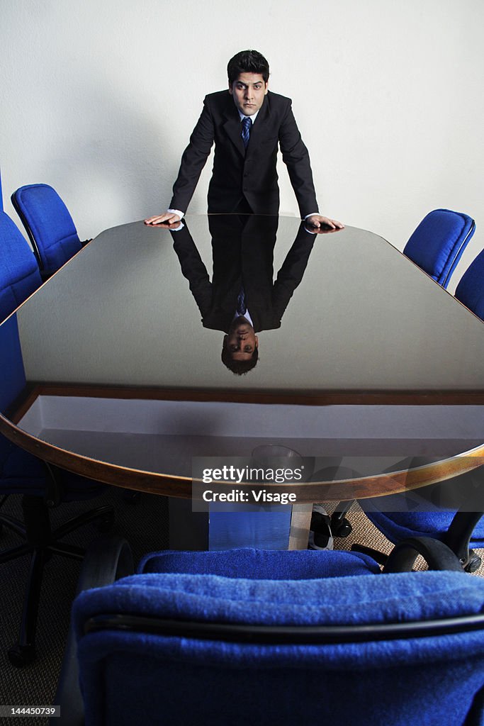 View of a person in a conference room