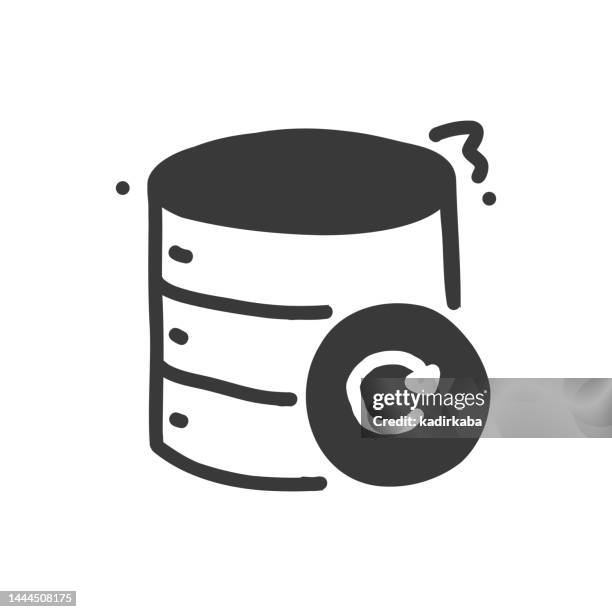 backup data line icon, sketch and doodle design, pixel perfect, editable stroke. data, cloud computing, storage, download, upload. - computer server room stock illustrations