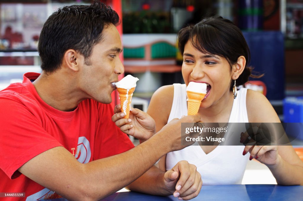 Couple eating ice cream