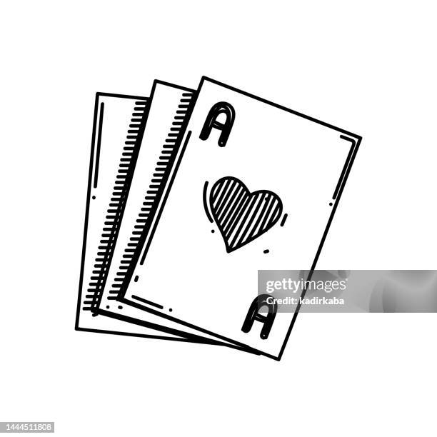 card game line icon, sketch design, pixel perfect, editable stroke. entertainment, play. - joker card stock illustrations