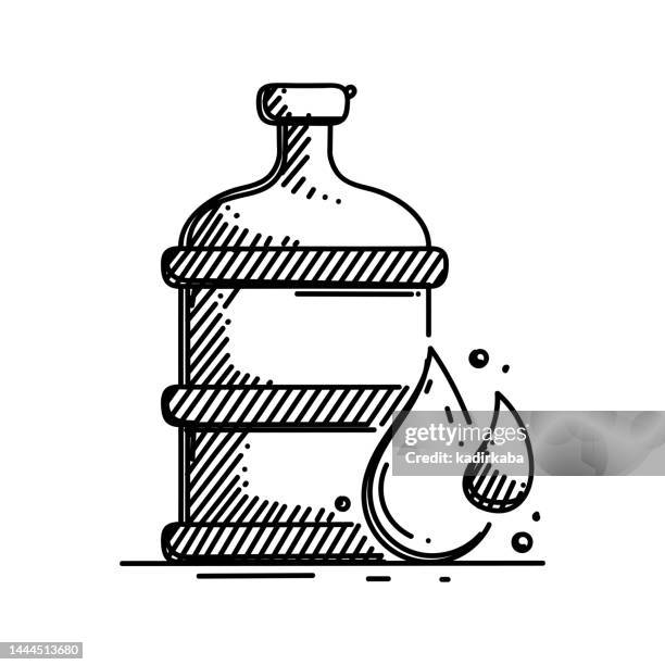 clean water line icon, sketch design, pixel perfect, editable stroke. nature, water, drop, clean, freshness. - water bottle splash stock illustrations