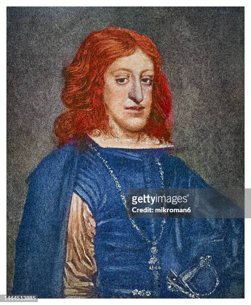 portrait of charles ii, king of spain (bewitched) - rei carlos ii de espanha imagens e fotografias de stock