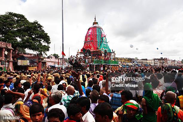 view of puri jagannadh radh yatra, orissa - rath yatra hindu festival in india stock pictures, royalty-free photos & images