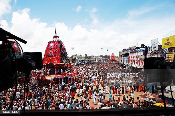 cameras placed for puri jagannadh radh yatra, orissa - rath yatra hindu festival in india stock pictures, royalty-free photos & images
