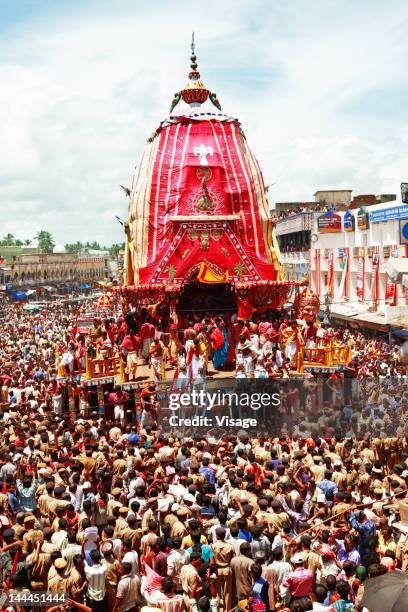 view of puri jagannadh radh yatra, orissa - lord jagannath ratha yatra stock pictures, royalty-free photos & images