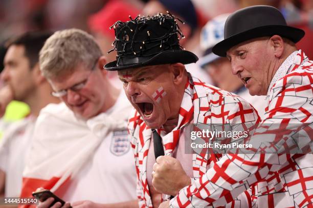 England fans enjoy the pre match atmosphere prior to the FIFA World Cup Qatar 2022 Group B match between England and USA at Al Bayt Stadium on...