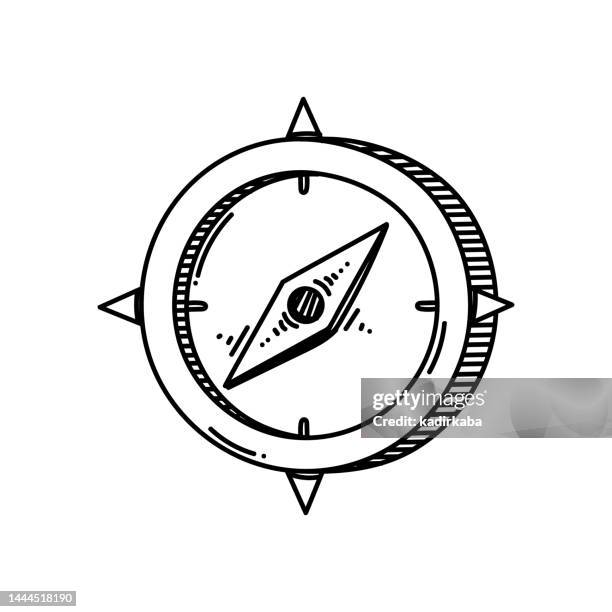 compass line icon, sketch design, pixel perfect, editable stroke. navigation, direction, map. - dividers stock illustrations