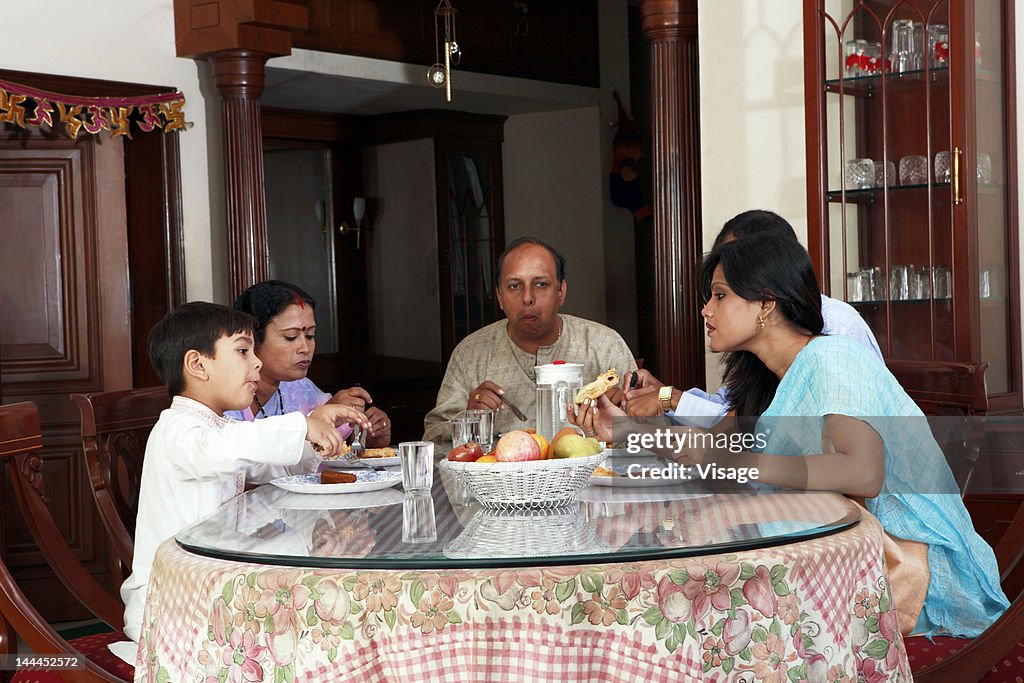 Family having breakfast