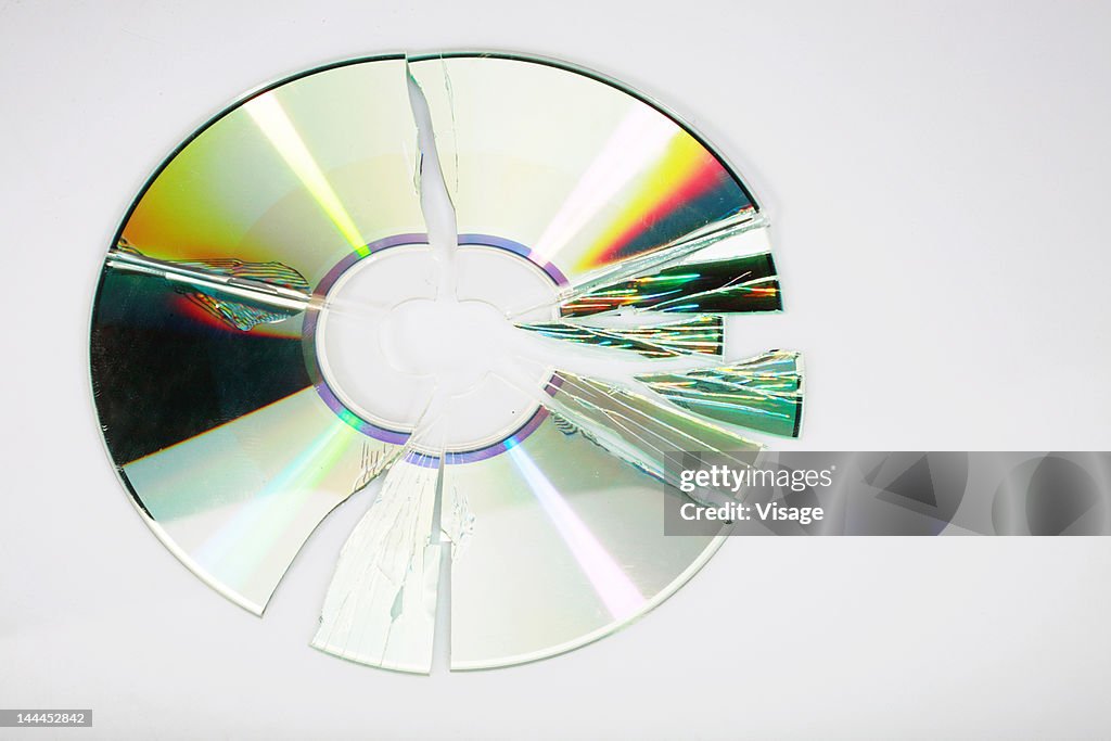 Close-up of a broken Compact disc