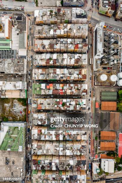 aerial view of to kwa wan district, hong kong - kowloonhalvön bildbanksfoton och bilder