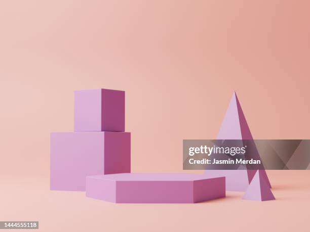 abstract geometric elements stage, 3d rendering - stage set stockfoto's en -beelden