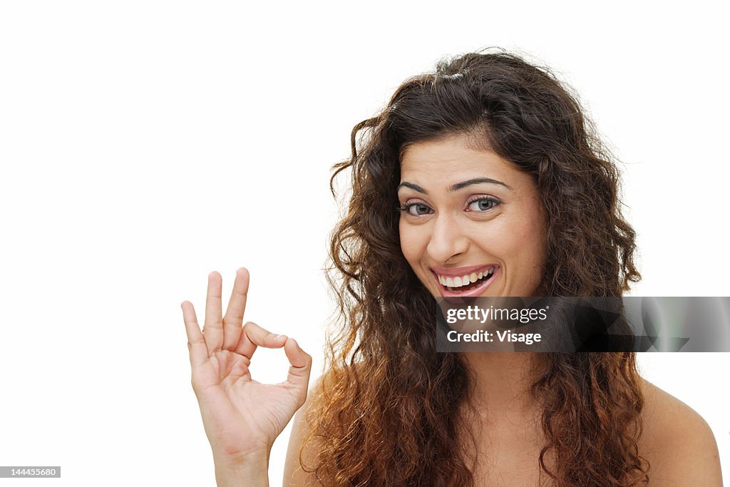 Close up of a young woman, modeling