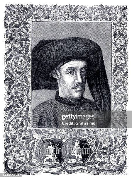 prince henry the navigator portrait - medieval frame stock illustrations