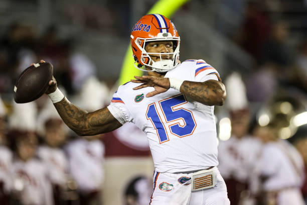Anthony Richardson of the Florida Gators warms up before the start of a game against the Florida State Seminoles at Doak Campbell Stadium on November...