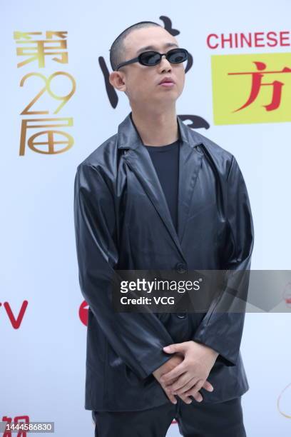 Rapper Zhou Yan, known as "GAI", arrives at the red carpet for the Chinese Top Ten Music Awards on November 25, 2022 in Haikou, Hainan Province of...