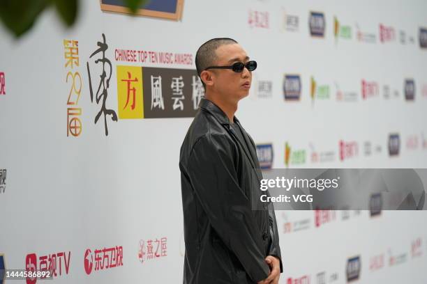 Rapper Zhou Yan, known as "GAI", arrives at the red carpet for the Chinese Top Ten Music Awards on November 25, 2022 in Haikou, Hainan Province of...