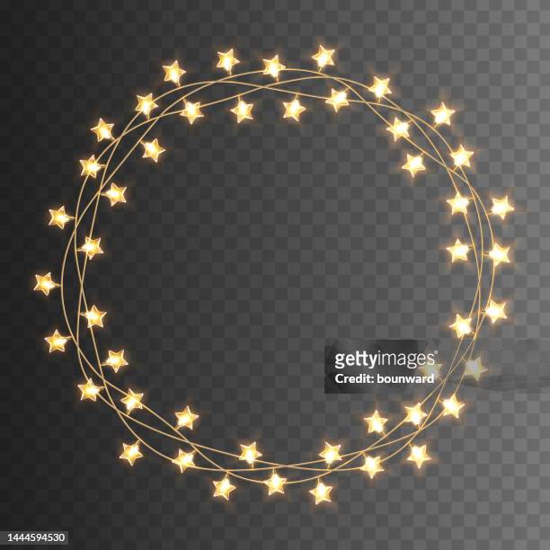 runde weihnachtsbeleuchtung auf transparentem hintergrund. - christmas lights isolated stock-grafiken, -clipart, -cartoons und -symbole
