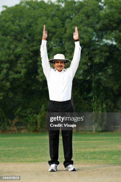 cricket umpire signaling six - hand sign stock pictures, royalty-free photos & images