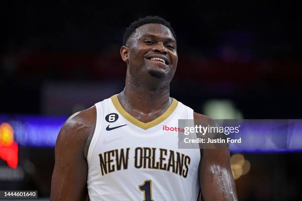 Zion Williamson of the New Orleans Pelicans during the second half against the Memphis Grizzlies at FedExForum on November 25, 2022 in Memphis,...