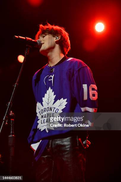 Johnny Orlando performs ahead of Ali Gatie during his 'Who Hurt You?' tour stop at History on November 25, 2022 in Toronto, Ontario.