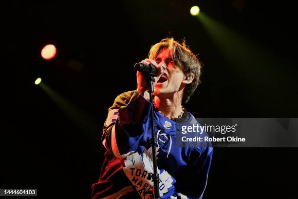 Johnny Orlando performs ahead of Ali Gatie during his 'Who Hurt You?' tour stop at History on November 25, 2022 in Toronto, Ontario.