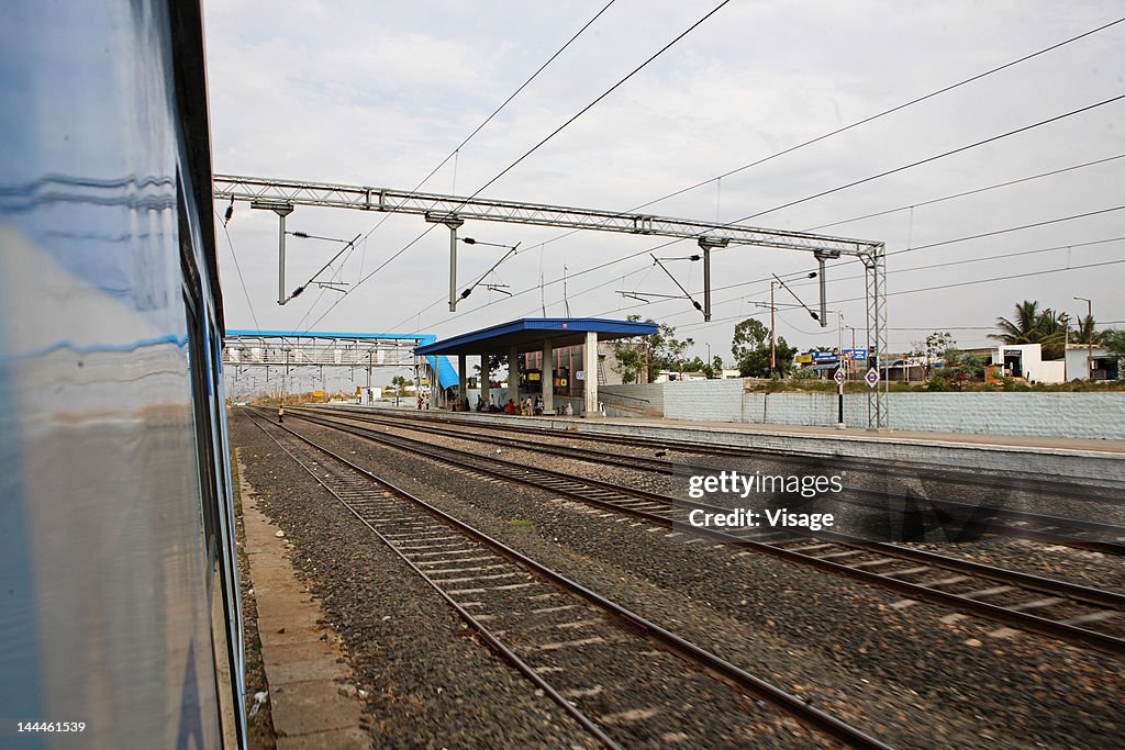 A train in the MMTS station, Hyderabad