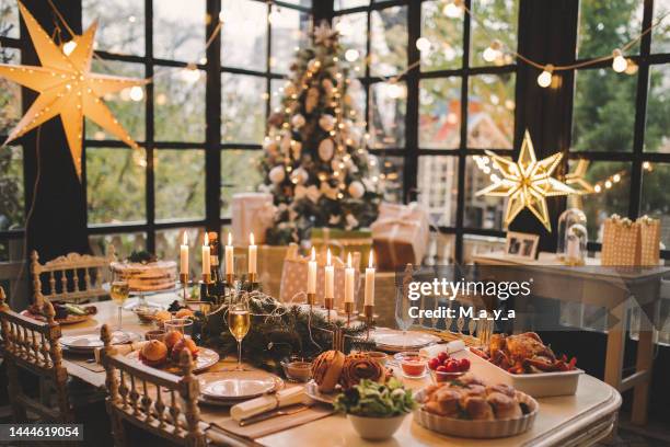 dinning table decoration - julbord bildbanksfoton och bilder