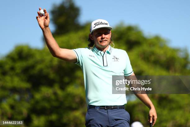 Cameron Smith of Australia waves to the crowd on the 17th hole during Day 3 of the 2022 Australian PGA Championship at the Royal Queensland Golf Club...