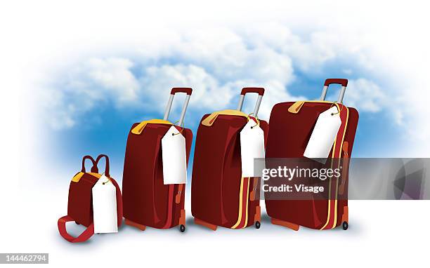 an illustration of suitcases - trolley stock-grafiken, -clipart, -cartoons und -symbole