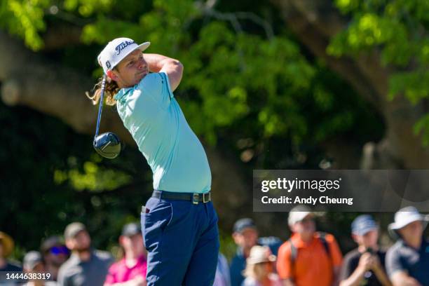 Cameron Smith of Australia plays his second shot on the 15th hole during Day 3 of the 2022 Australian PGA Championship at the Royal Queensland Golf...