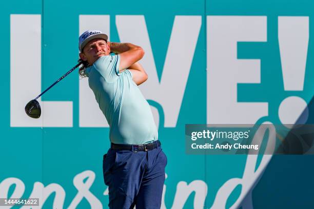 Cameron Smith of Australia plays his tee shot on the 18 hole during Day 3 of the 2022 Australian PGA Championship at the Royal Queensland Golf Club...