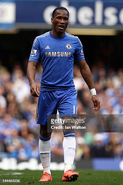 Didier Drogba of Chelsea in action during the Barclays Premier League match between Chelsea and Blackburn Rovers at Stamford Bridge on May 13, 2012...