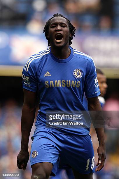 Romelu Lukaku of Chelsea in action during the Barclays Premier League match between Chelsea and Blackburn Rovers at Stamford Bridge on May 13, 2012...