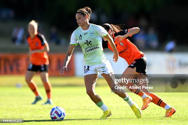 Grace Jale of Canberra in action during the round two A-League Women's match between the Brisbane Roar and Canberra United at Perry Park, on November...