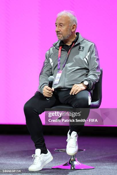 Technical Study Group member Alberto Zaccheroni of Italy attends the Technical Study Group Media Briefing Press Conference at Virtual Stadium 1...