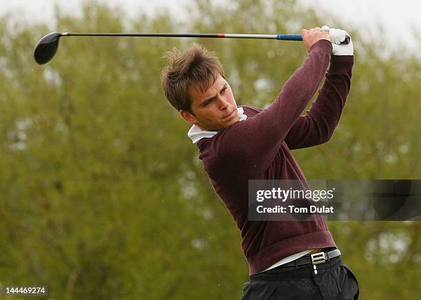 Craig Ainsley of Wexham Park Golf Courses tees off on the 1st hole during Powerade PGA Assistants' Championship Regional Qualifier at East Sussex...