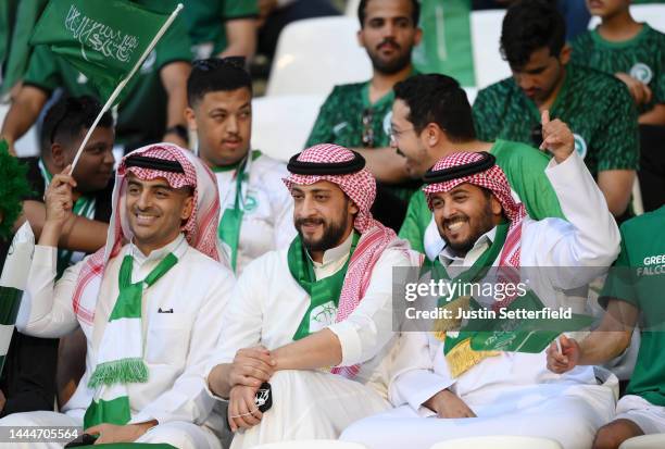 Saudi Arabia fans arrive at the stadium prior to the FIFA World Cup Qatar 2022 Group C match between Poland and Saudi Arabia at Education City...