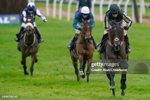Harry Cobden riding McFabulous clear the last to win The Coral John Francome Novices' Chase at Newbury Racecourse on November 26, 2022 in Newbury,...