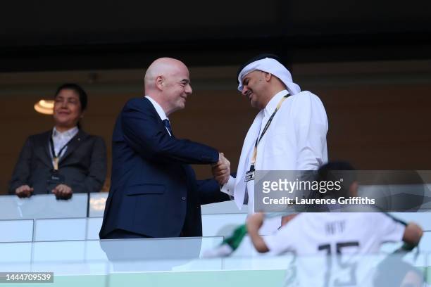 Gianni Infantino, President of FIFA is seen prior to the FIFA World Cup Qatar 2022 Group C match between Poland and Saudi Arabia at Education City...