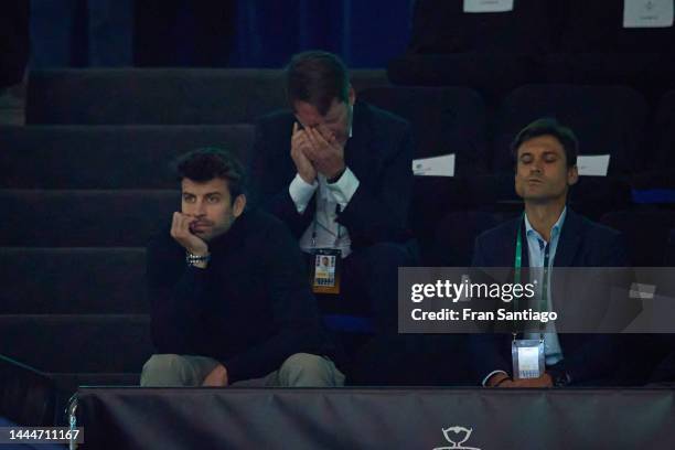 Gerard Pique asists to the Davis Cup by Rakuten Finals 2022 Semifinal match between Italy and Canada at Palacio de los Deportes Jose Maria Martin...