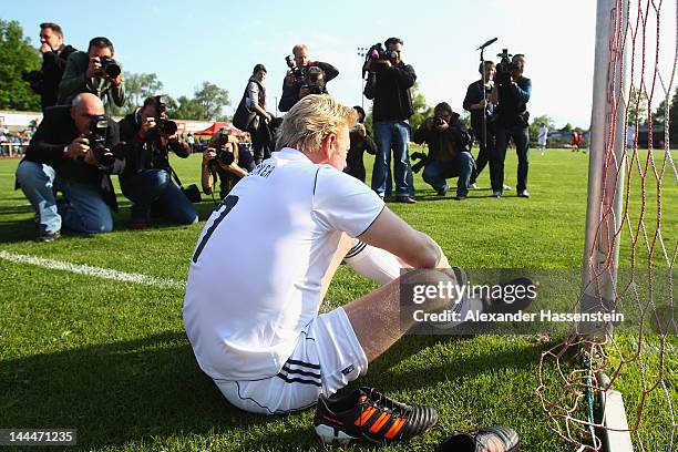 Boris Becker attends the First Liga for Charity soccer match event at Jahnstadium on May 14, 2012 in Rosenheim, Germany.
