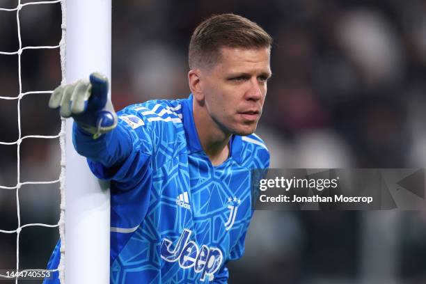 Wojciech Szczesny of Juventus reacts during the Serie A match between Juventus and SS Lazio at Allianz Stadium on November 13, 2022 in Turin, Italy.